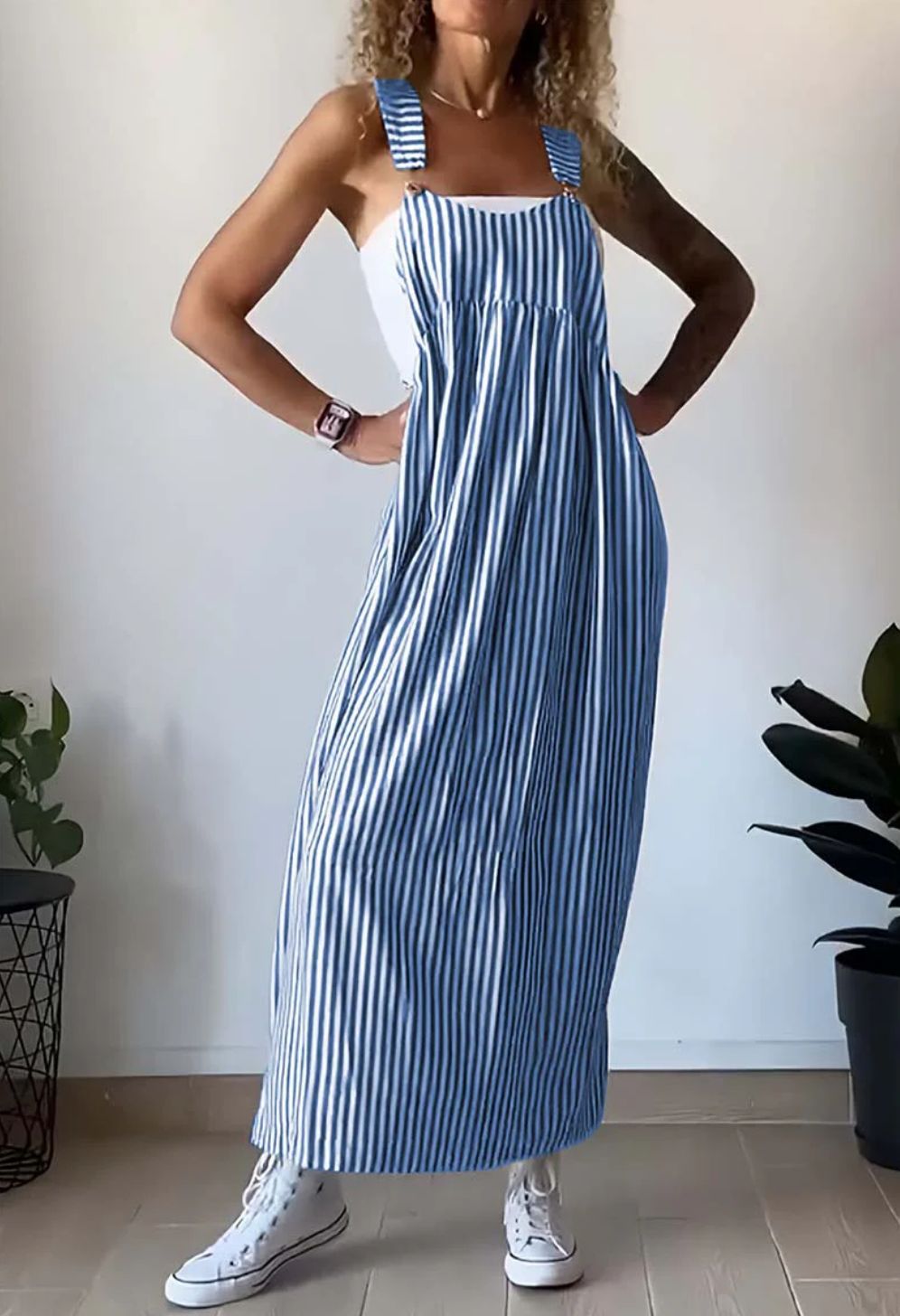 MARIELE I ÇİZGİLİ MAXİ ELBİSE