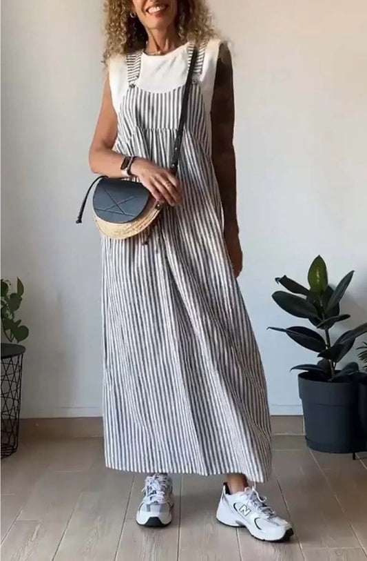 MARIELE I ÇİZGİLİ MAXİ ELBİSE