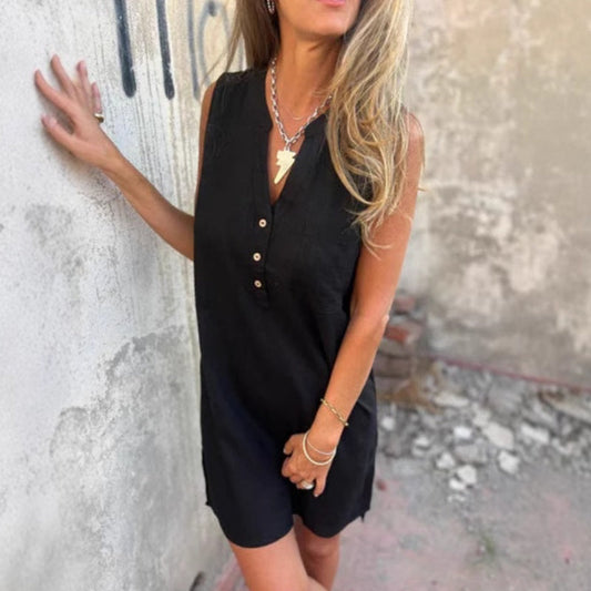 BLANDA – KOLSUZ KETEN ELBİSE