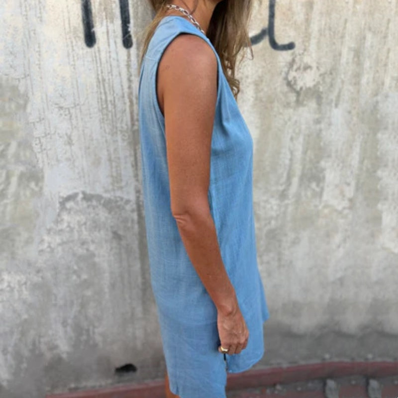 BLANDA – KOLSUZ KETEN ELBİSE