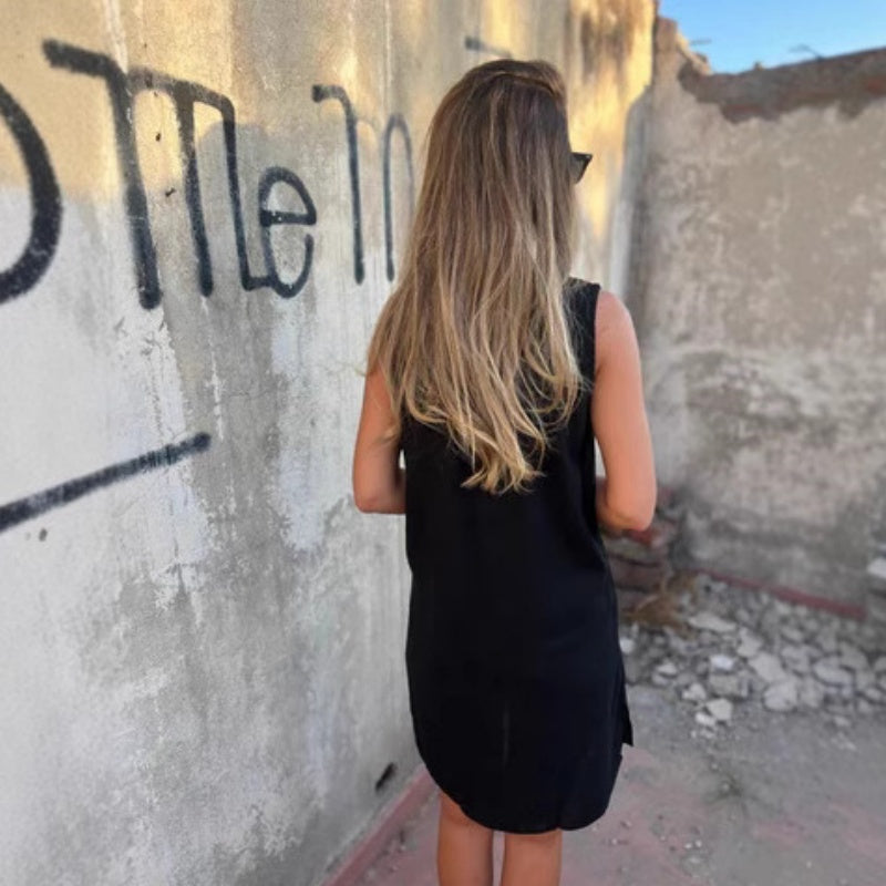 BLANDA – KOLSUZ KETEN ELBİSE