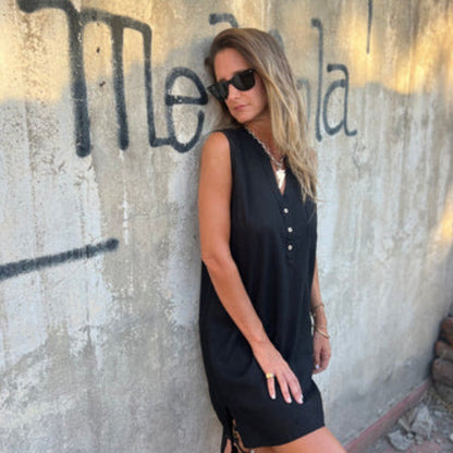 BLANDA – KOLSUZ KETEN ELBİSE